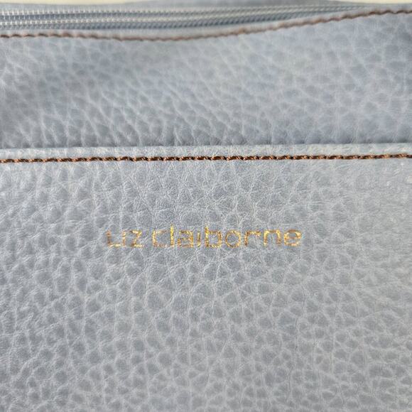 Liz Claiborne Blue Tote Bag with Brown Straps - Picture 5 of 11